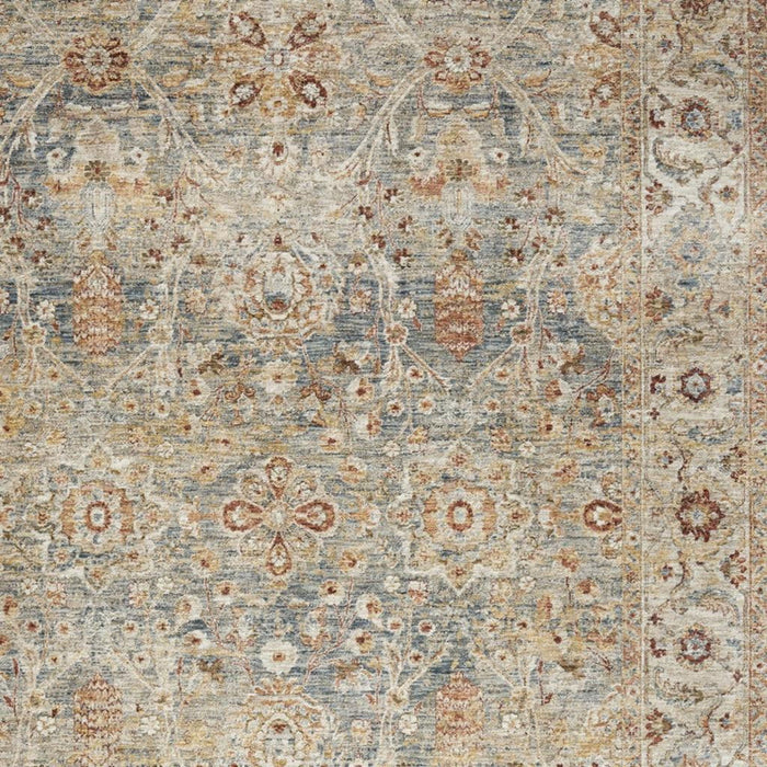 8' X 10' Floral Medallion Distressed Area Rug (550757) - Ivory / Blue