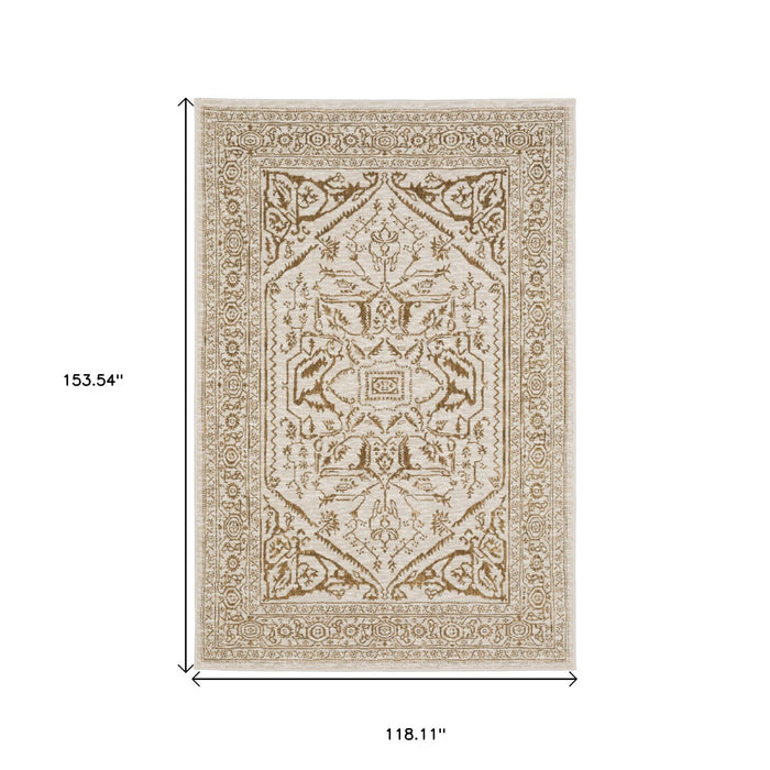 10' X 13' Oriental Area Rug - Ivory / Gold