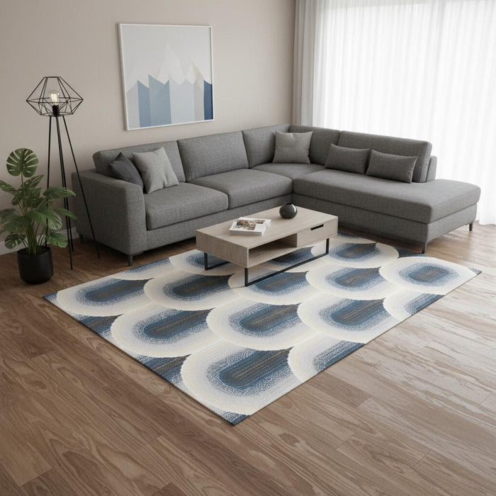 8' X 11' Geometric Area Rug (661283) - Cream / Blue