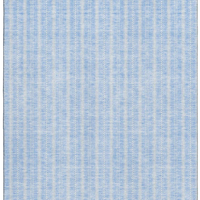 10' X 14' Striped Washable Area Rug With UV Protection (673885) - Sky Blue / Ivory