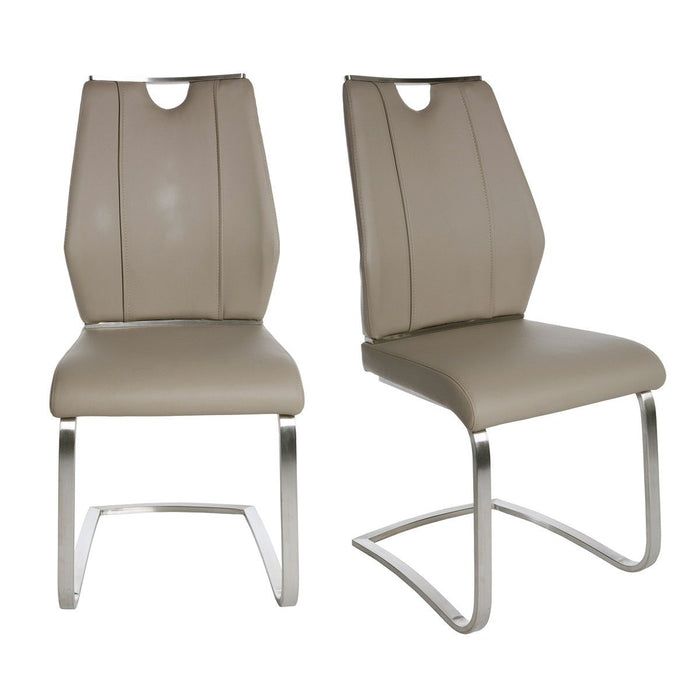 Leather Dining Side Chairs (Set of 2) - Taupe