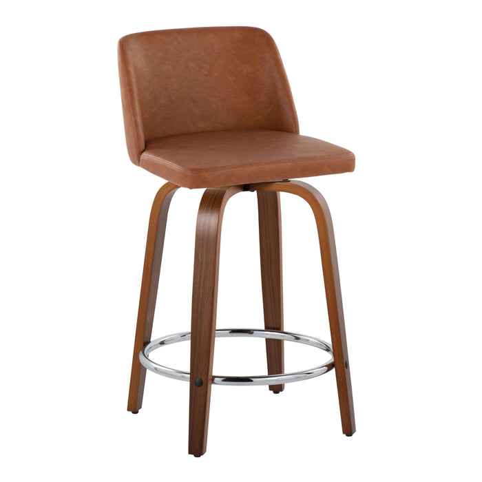Toriano - 24" Fixed-height Counter Stool (Set of 2) - Walnut And Camel