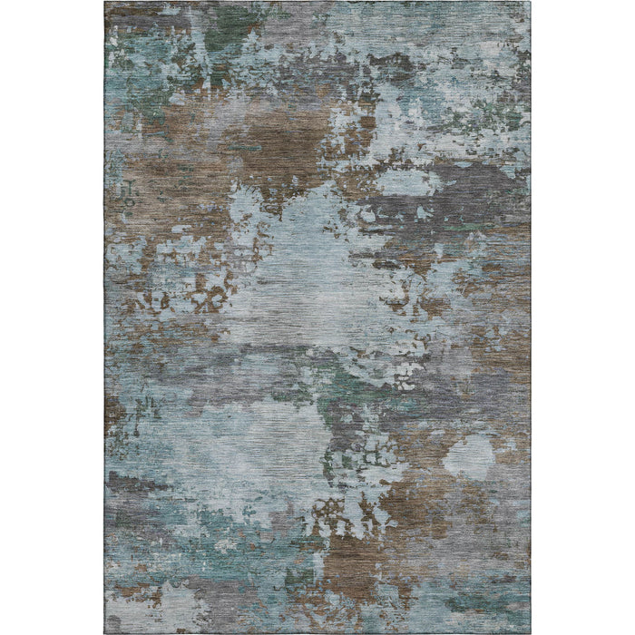 10' X 14' Abstract Washable Area Rug With UV Protection (716984) - Brown / Blue