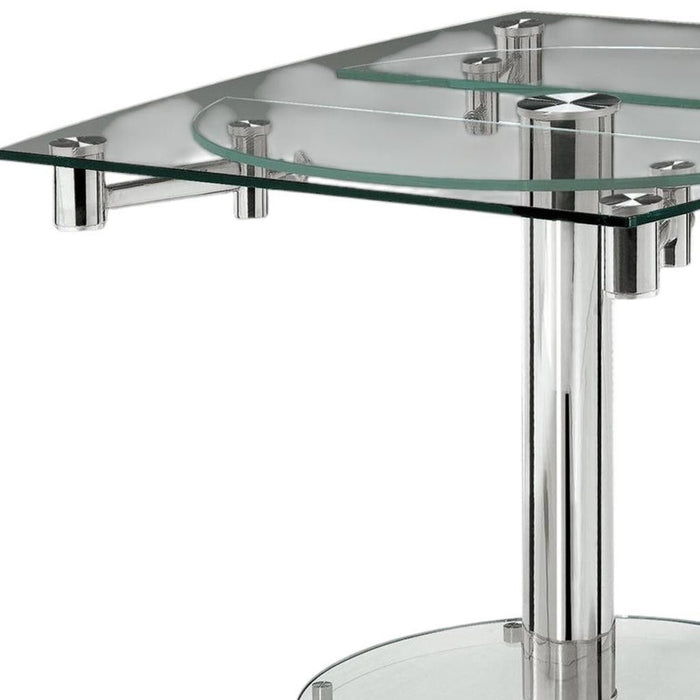 40" Glass And Metal Self-Storing Leaf Motion Extendable Dining Table - Clear