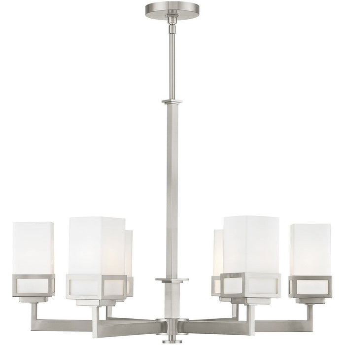 29" Six Light Dimmable Chandelier With Shades - Nickel