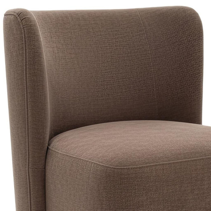 Upholstery Steel Dining Side Chair With Wheels - Taupe / Brown
