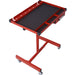 Giga adjustable tear down work table with drawer, heavy-duty steel, rubber corners, four swivel casters, 220 lb capacity, portable.