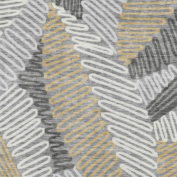 10' X 14' Floral Washable Area Rug With UV Protection (671894) - Gray / Gold / Ivory