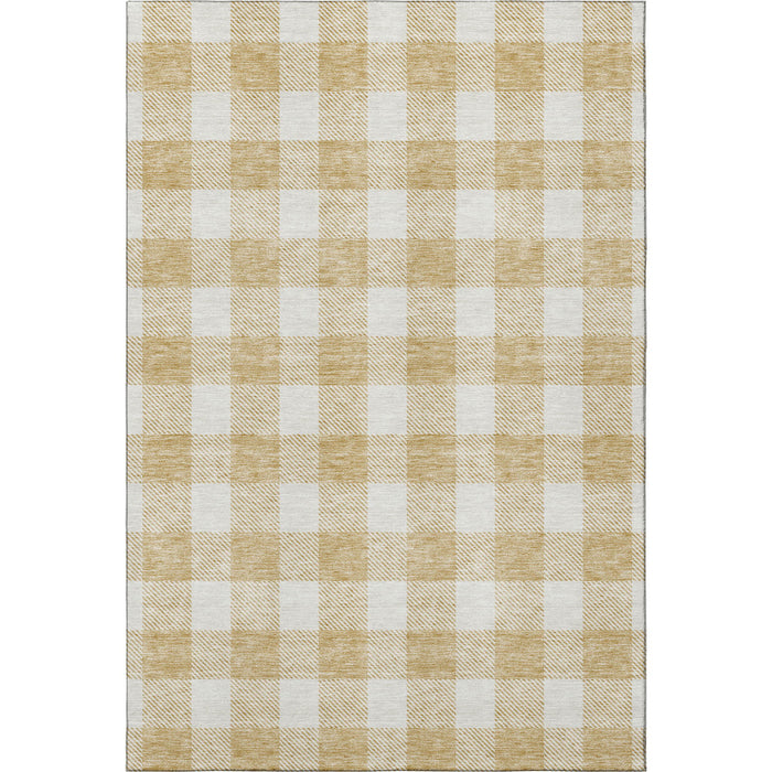 10' X 14' Plaid Washable Area Rug With UV Protection (673369) - Gold / Ivory