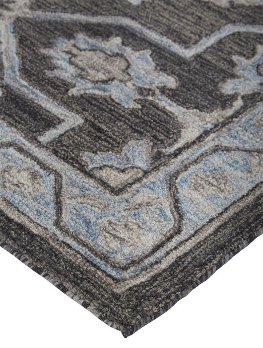 9' x 12' Wool Floral Tufted Handmade Stain Resistant Area Rug - Gray Blue And Ivory