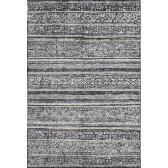 10' X 14' Striped Washable Area Rug With UV Protection (695804) - Gray / Silver