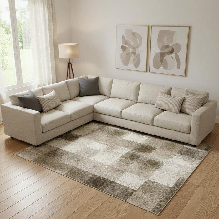 10' X 14' Abstract Washable Area Rug With UV Protection (710184) - Copper / Lavender / Beige