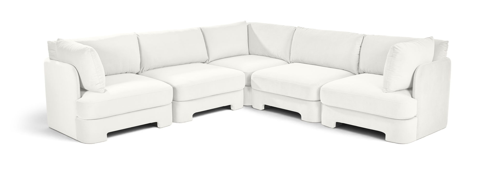 Meridian Furniture Hammond velvet performance fabric 5-piece corner sectional with plush cushions and modern design.