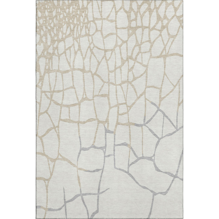 10' X 14' Abstract Geometric Washable Area Rug With UV Protection (682289) - Ivory / Taupe / Gray