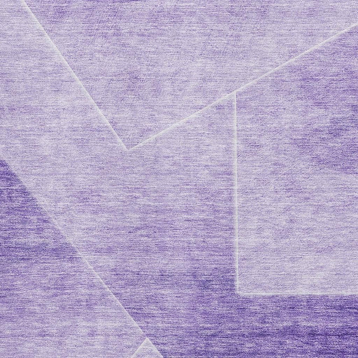 8' X 10' Geometric Washable Area Rug With UV Protection - Purple And Ivory