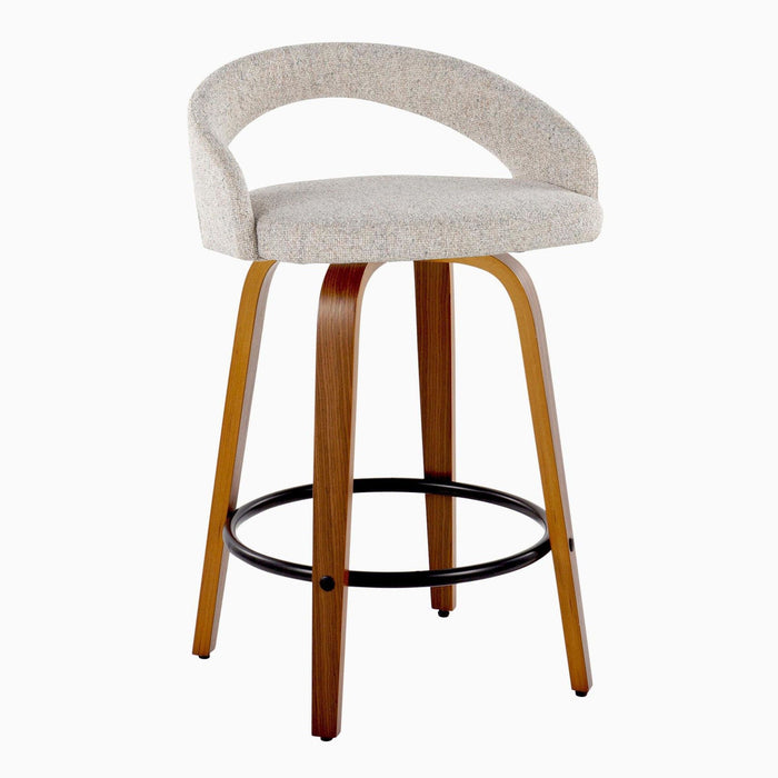 Grotto - 32.5" Upholstered Fixed-Height Counter Stool (Set of 2) - Walnut Wood Base