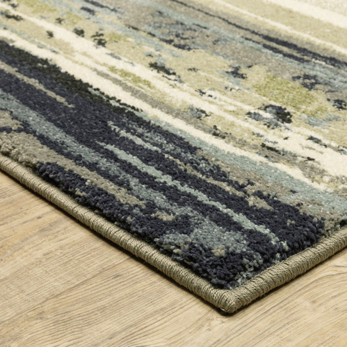 10' x 13' Abstract Power Loom Stain Resistant Area Rug - Blue Green Gray Light Blue And Beige