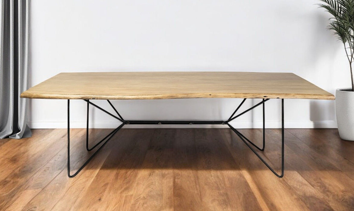 80" Solid Wood And Metal Dining Table - Natural