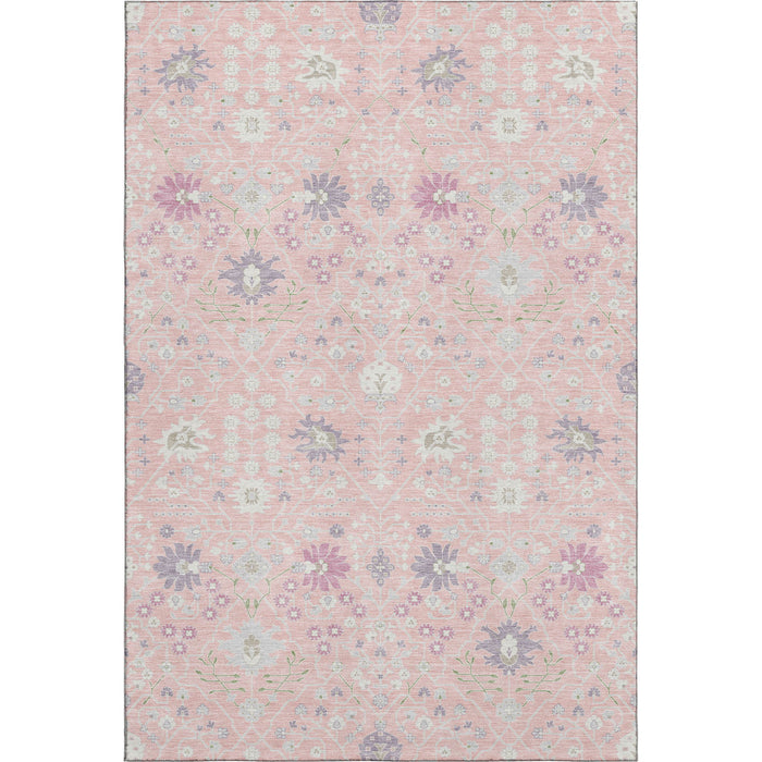 10' X 14' Oriental Washable Area Rug With UV Protection (679228) - Pink / Silver / Lavender