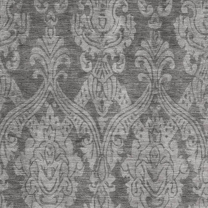 10' X 14' Damask Washable Area Rug With UV Protection (696368) - Gray / Silver