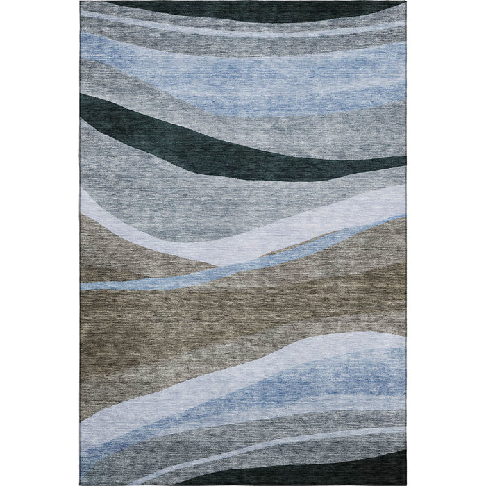 10' X 14' Abstract Washable Area Rug With UV Protection (684238) - Brown / Blue / Silver