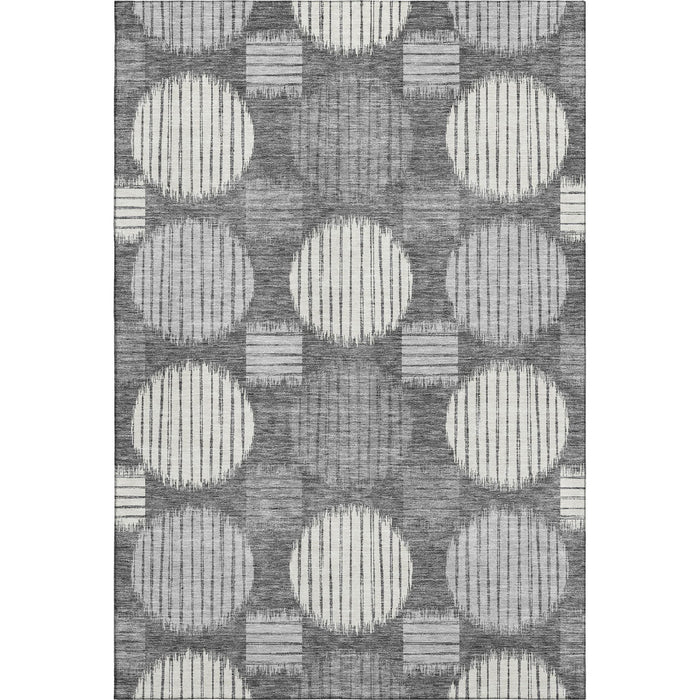 10' X 14' Geometric Washable Area Rug With UV Protection (671528) - Charcoal / Ivory