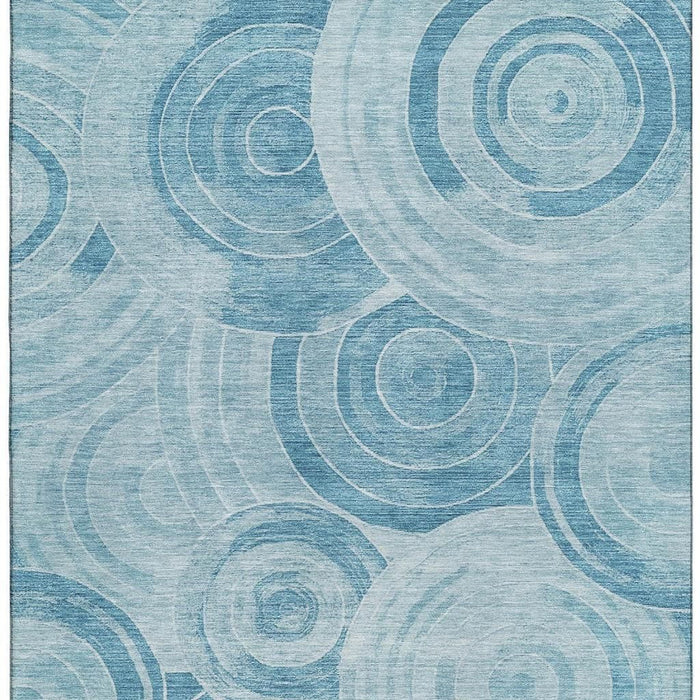 10' X 14' Geometric Washable Area Rug With UV Protection (700083) - Denim Blue / Sky Blue