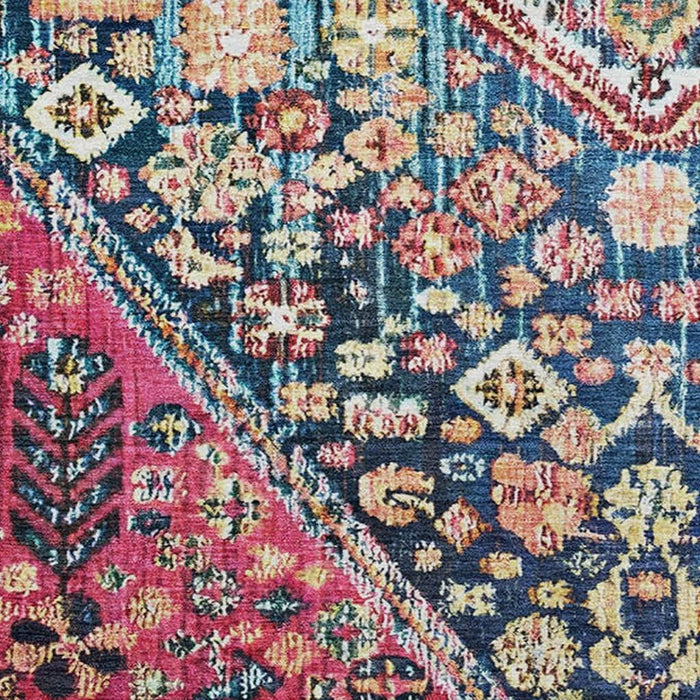 10' X 14' Geometric Washable Area Rug With UV Protection (705191) - Teal / Merlot / Ivory