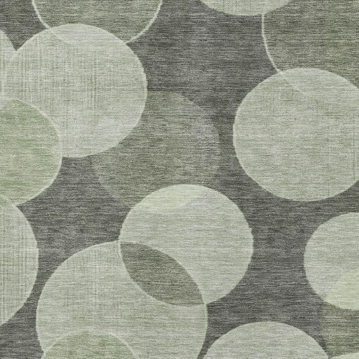 10' X 14' Geometric Washable Area Rug With UV Protection (700151) - Artichoke Green / Gray