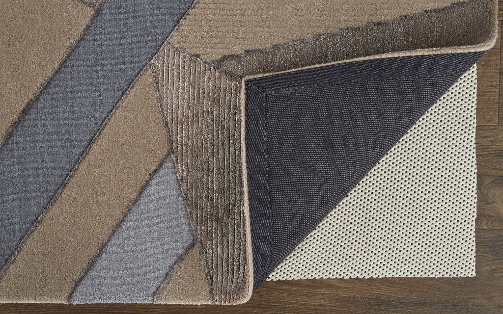 10' x 14' Wool Geometric Tufted Handmade Area Rug - Tan Brown And Blue