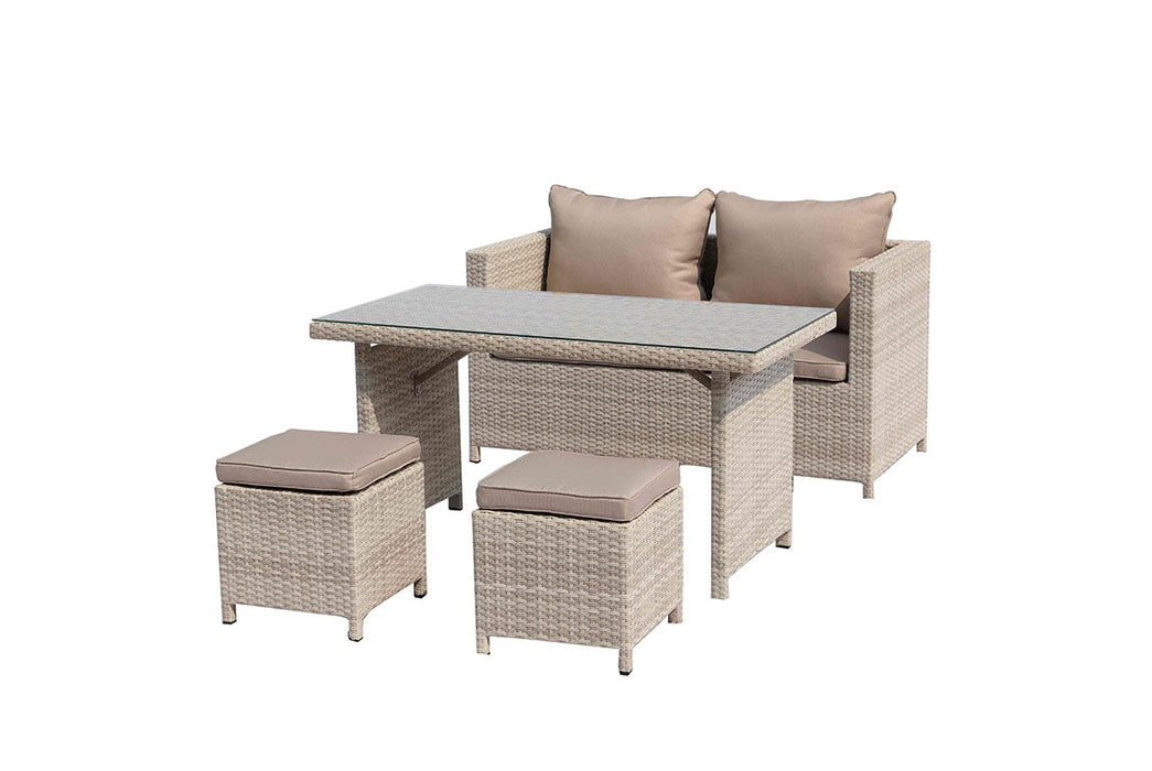 Glass And Iron Coffee Table - Beige