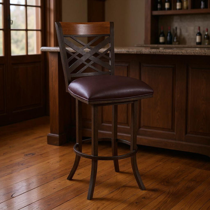 Faux Leather Bar Height Bar Chair - Brown