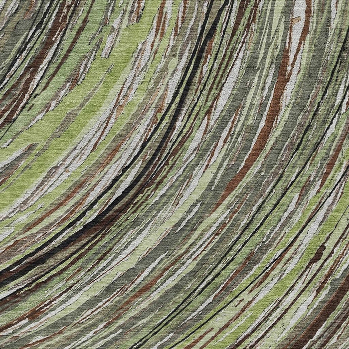 10' X 14' Abstract Washable Area Rug With UV Protection (717608) - Sage / Ivory
