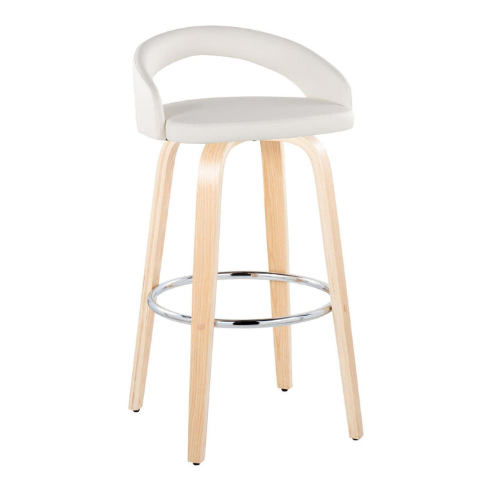 Grotto - Upholstered Fixed-Height Barstool (Set of 2) - Natural Wood