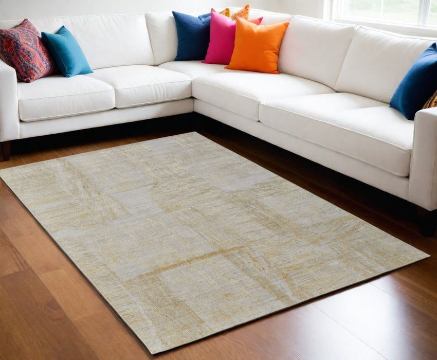 5' x 8' Abstract Hand Woven Area Rug - Yellow And Ivory