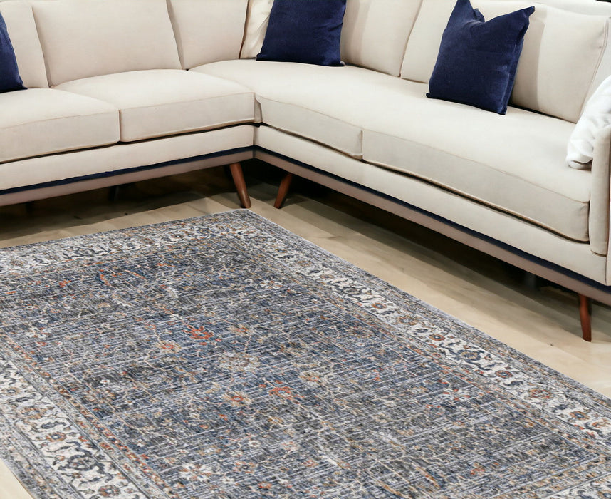 10' x 13' Floral Power Loom Area Rug - Ivory Charcoal And Orange