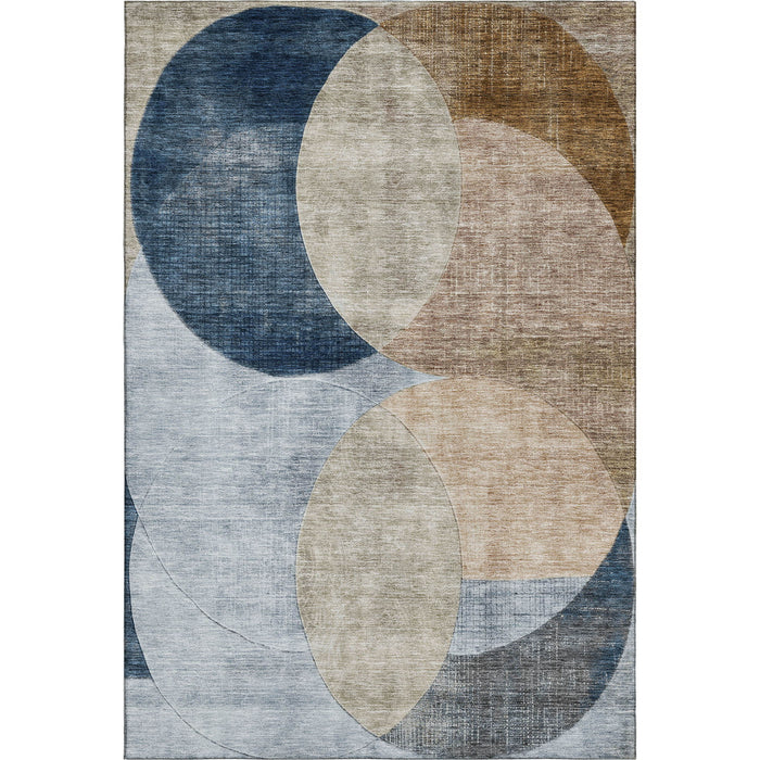 10' X 14' Geometric Washable Area Rug With UV Protection (686300) - Sky Blue / Brown / Beige