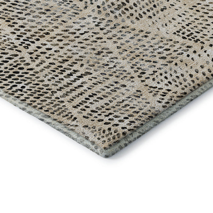 8' Diamond Washable Round Rug With UV Protection (650557) - Beige / Ivory