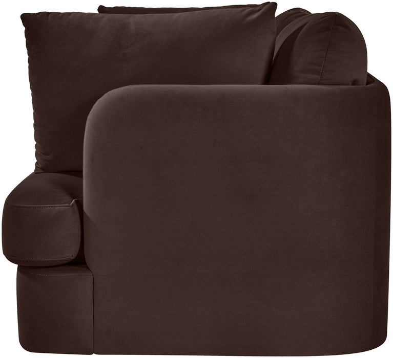 Meridian Furniture Hammond velvet performance fabric 2-piece loveseat sectional with plush upholstery and modern design.