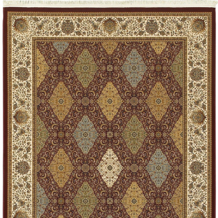 7' X 10' Oriental Area Rug With Fringe (574496) - Red / Tan / Ivory