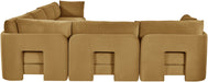 Meridian Furniture Hammond velvet performance fabric 6-piece corner sectional with plush cushions and modern design in a neutral color