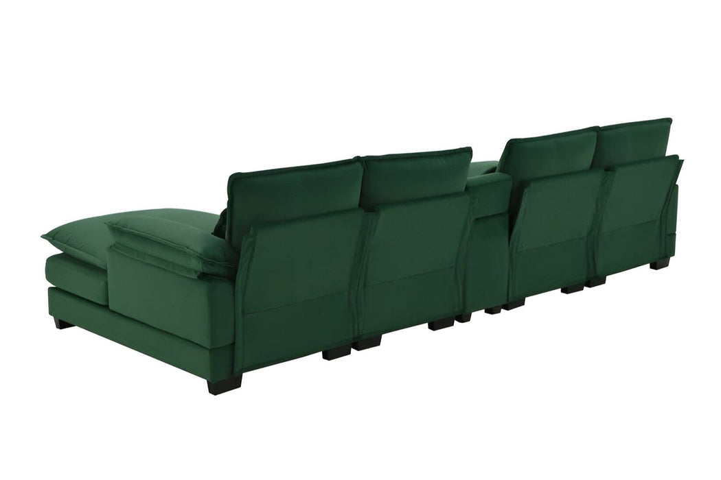 Fabric Modular USB Sofa With Black Legs - Green