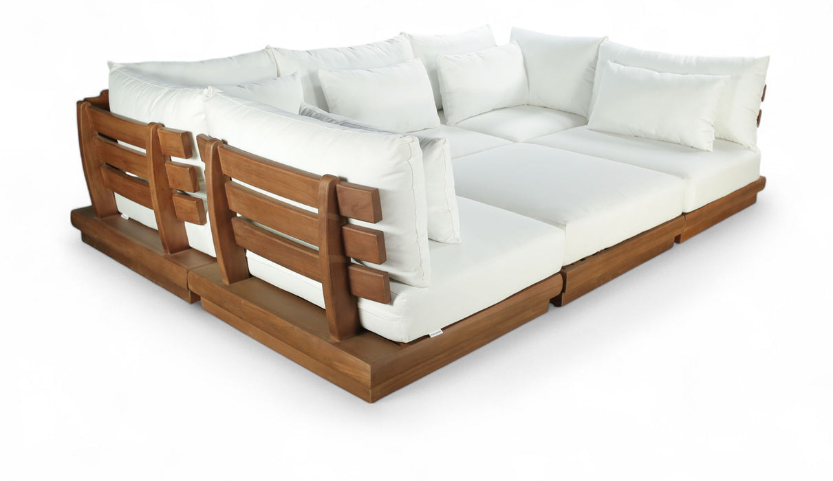 Mirella - 6 Piece Water Resistant Fabric Upholstered Outdoor Patio Modular Sectional