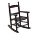 Giga children's indoor and outdoor rocking chair, durable wood rocker for kids, with a smooth, curved design and colorful finish.