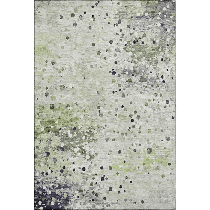 10' X 14' Abstract Washable Area Rug With UV Protection (710747) - Artichoke Green / Ivory / Gray