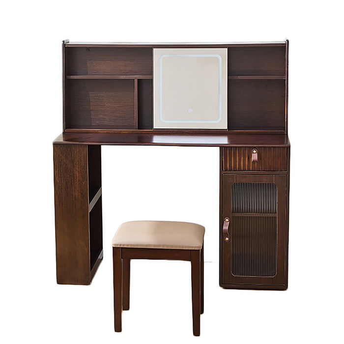 47" Wood Lighted Vanity Single Drawer Dresser - Brown