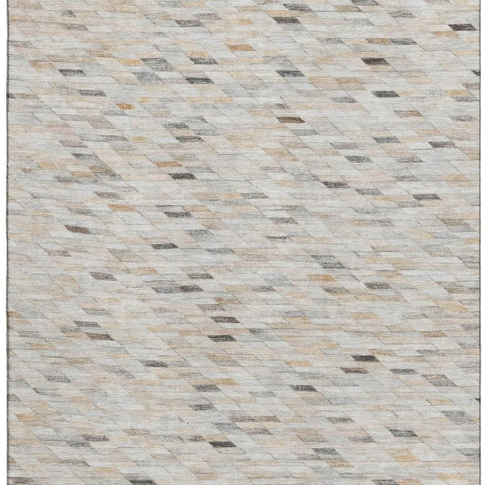 10' X 14' Geometric Washable Area Rug With UV Protection (696398) - Linen / Gray / Ivory