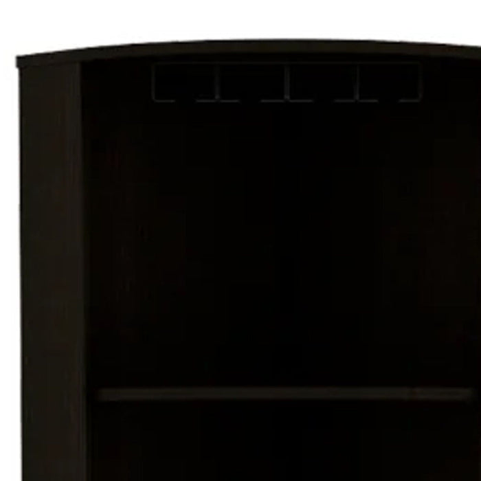 71" Wood Corner Bar Cabinet With Two Doors - Black