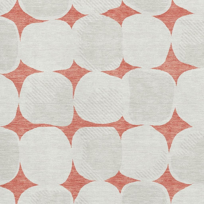 10' X 14' Abstract Geometric Washable Area Rug With UV Protection (669234) - Salmon / Ivory