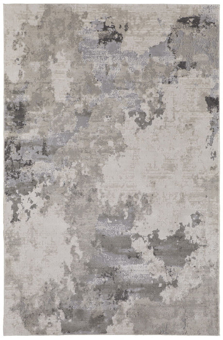 10' x 13.2' Abstract Stain Resistant Area Rug - Ivory And Gray
